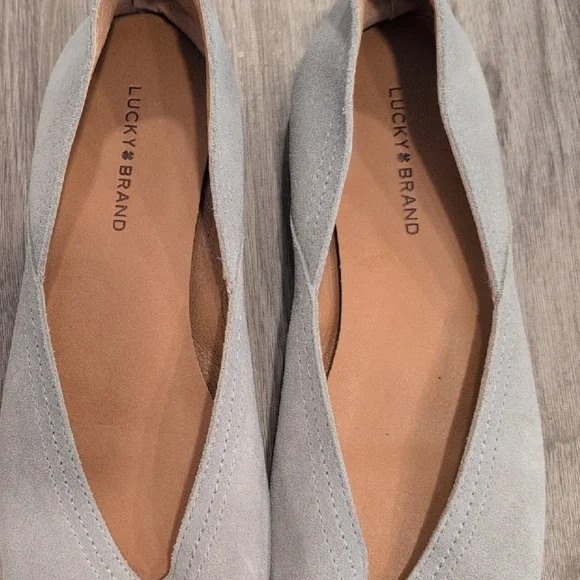 Lucky Brand Women's Light Gray Suede Loafers - Picture 3 of 4